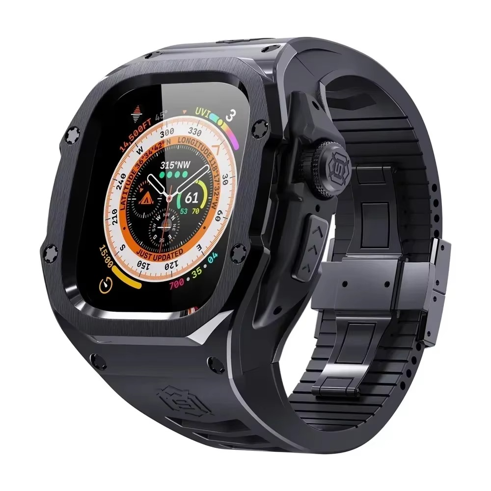 Premium Apple Watch Mod Kit with Stainless Steel Case & Sport Band, Upgrade Protection Set for Ultra & Series Models