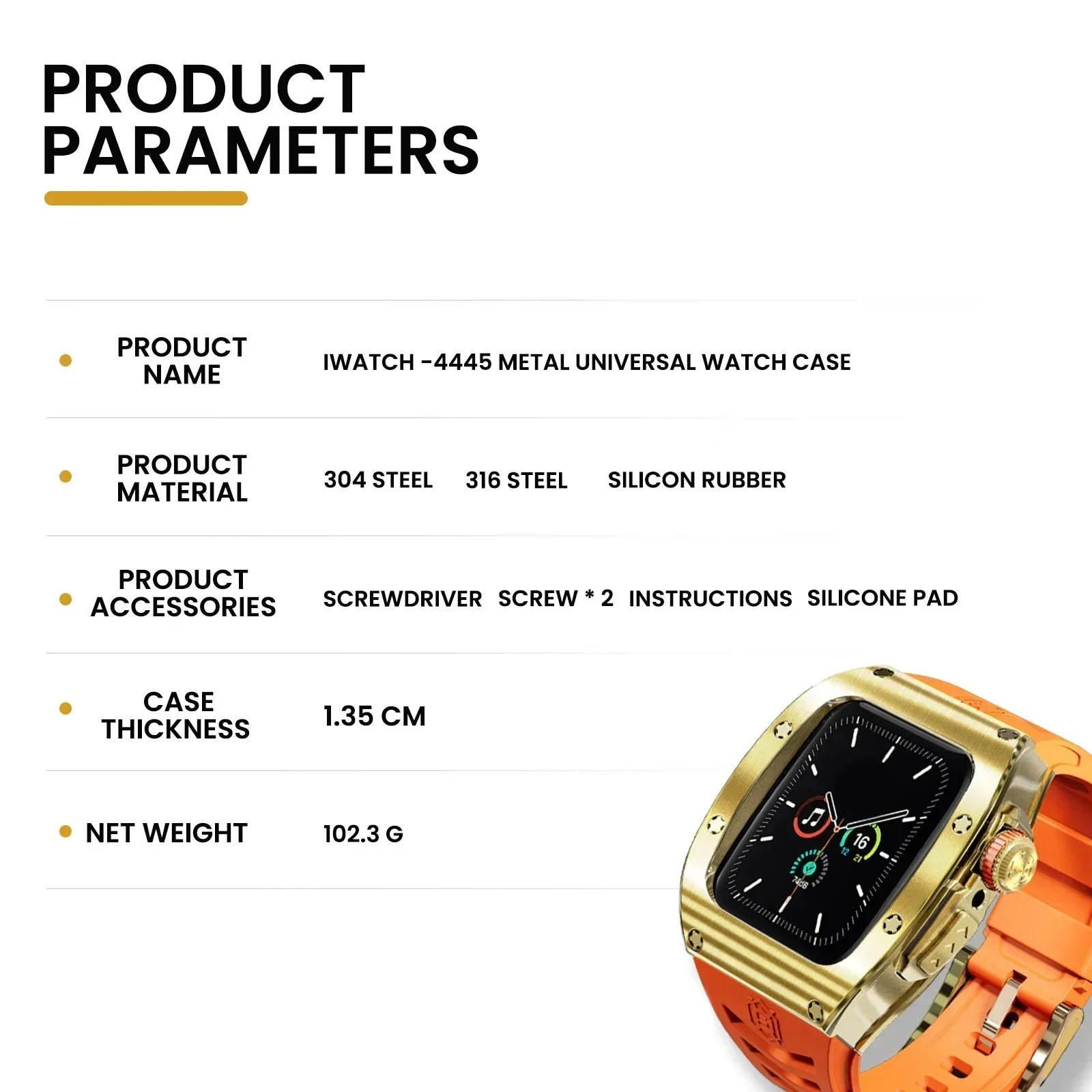 Premium Apple Watch Mod Kit with Stainless Steel Case & Sport Band, Upgrade Protection Set for Ultra & Series Models
