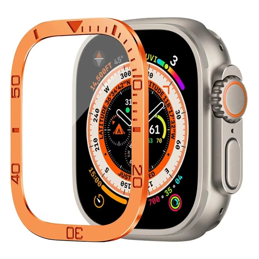 Premium Apple Watch Ultra 49mm Metal Bumper Case with Tempered Glass Screen Protector, Aluminum Alloy Full Protection Cover