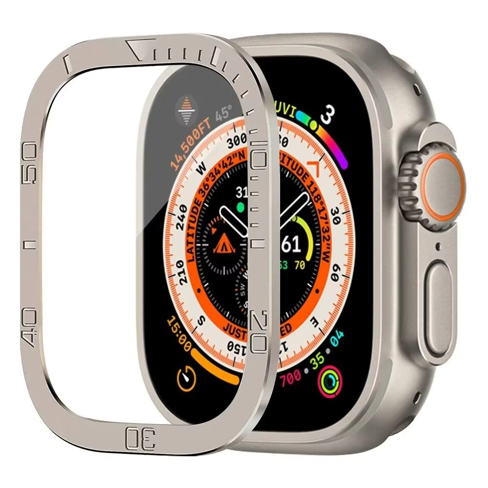 Premium Apple Watch Ultra 49mm Metal Bumper Case with Tempered Glass Screen Protector, Aluminum Alloy Full Protection Cover