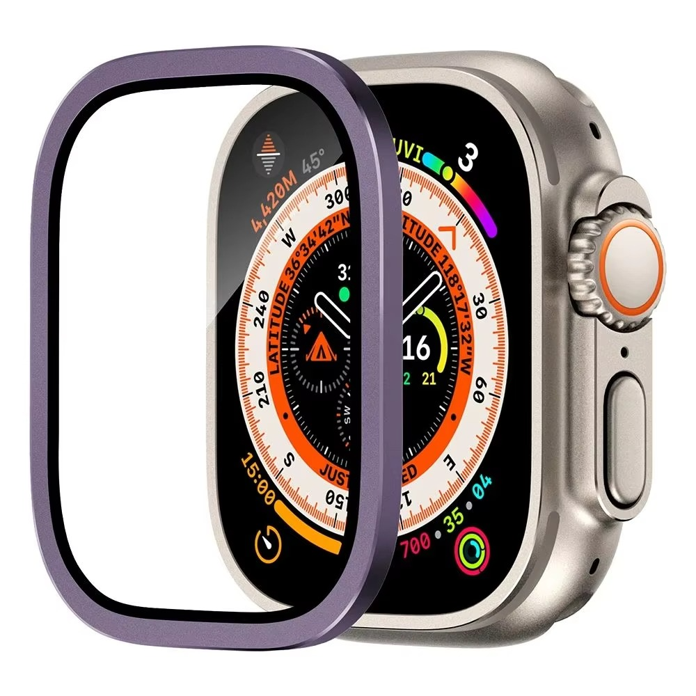 Premium Apple Watch Ultra 49mm Metal Bumper Case with Tempered Glass Screen Protector, Aluminum Alloy Full Protection Cover