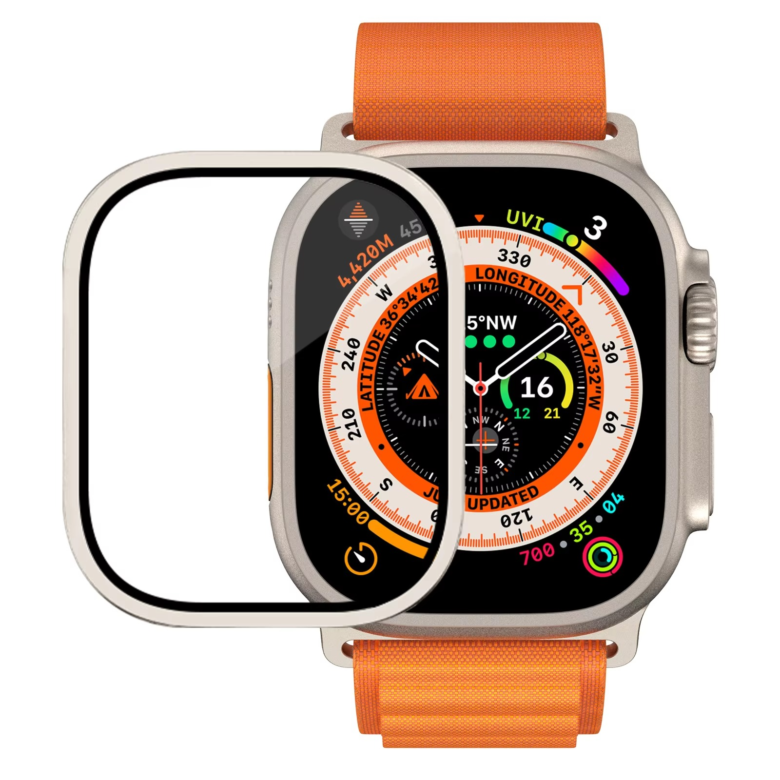 Premium Apple Watch Ultra 49mm Metal Bumper Case with Tempered Glass Screen Protector, Aluminum Alloy Full Protection Cover