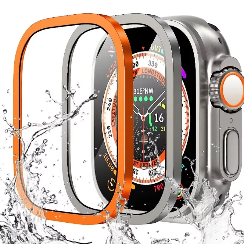 Premium Apple Watch Ultra 49mm Metal Bumper Case with Tempered Glass Screen Protector, Aluminum Alloy Full Protection Cover