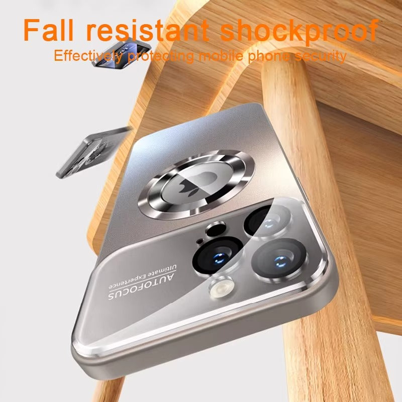 Premium iPhone Case — MagSafe Compatible Shockproof Cover with Glass Camera Lens Protection, Slim Magnetic Anti-Fingerprint Design