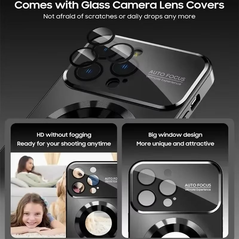 Premium iPhone Case — MagSafe Compatible Shockproof Cover with Glass Camera Lens Protection, Slim Magnetic Anti-Fingerprint Design