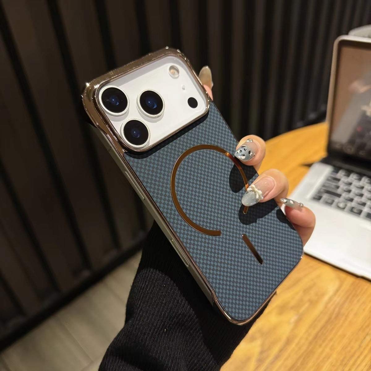 Premium iPhone Case — MagSafe Shockproof Frameless Carbon Fiber Textured Bumper Cover with Slim Durable Wireless-Charging Compatible Protection