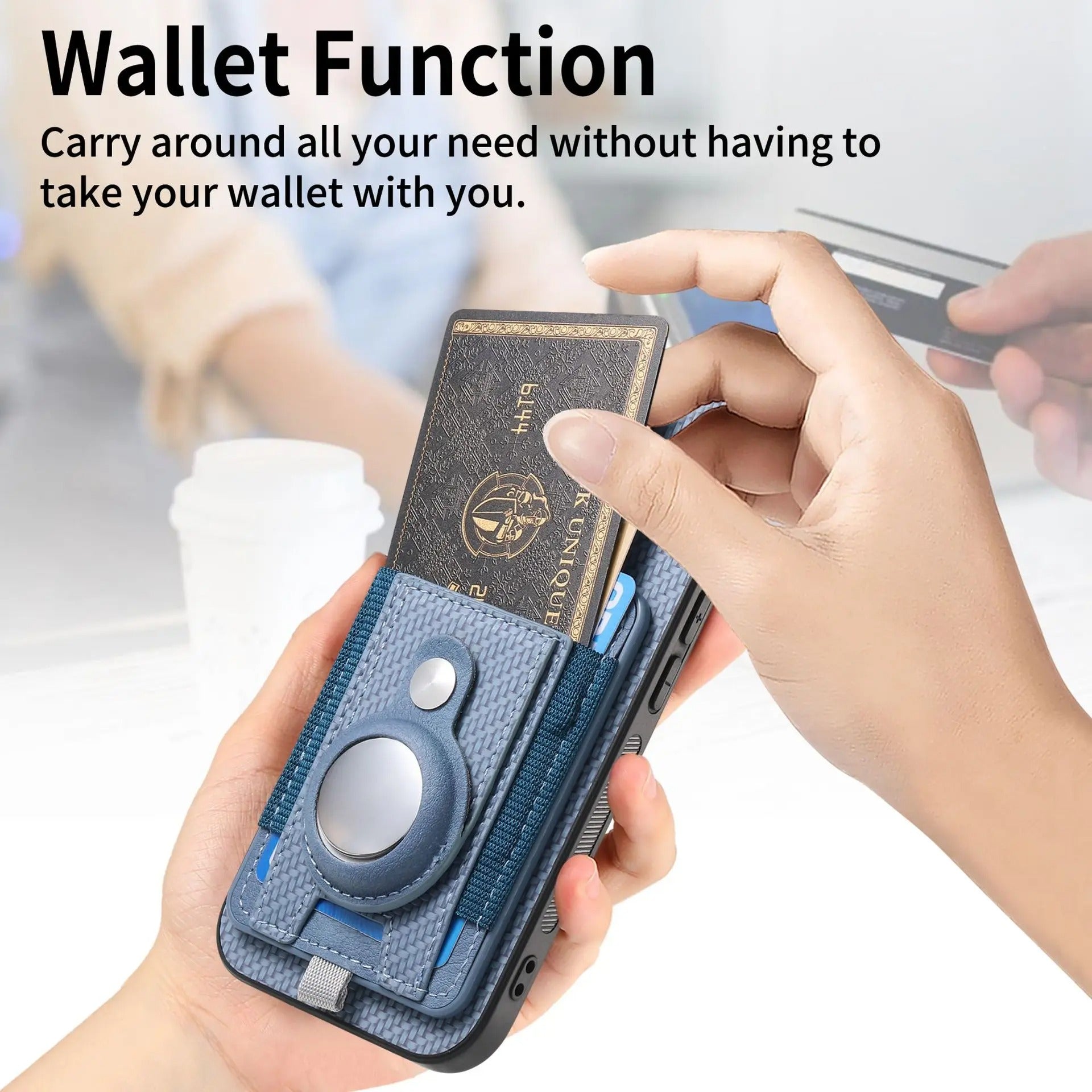 Premium iPhone Case — MagSafe Magnetic Wallet Cover with AirTag Card Holder, Shock-Resistant Anti-Scratch Non-Slip PC+TPU Design