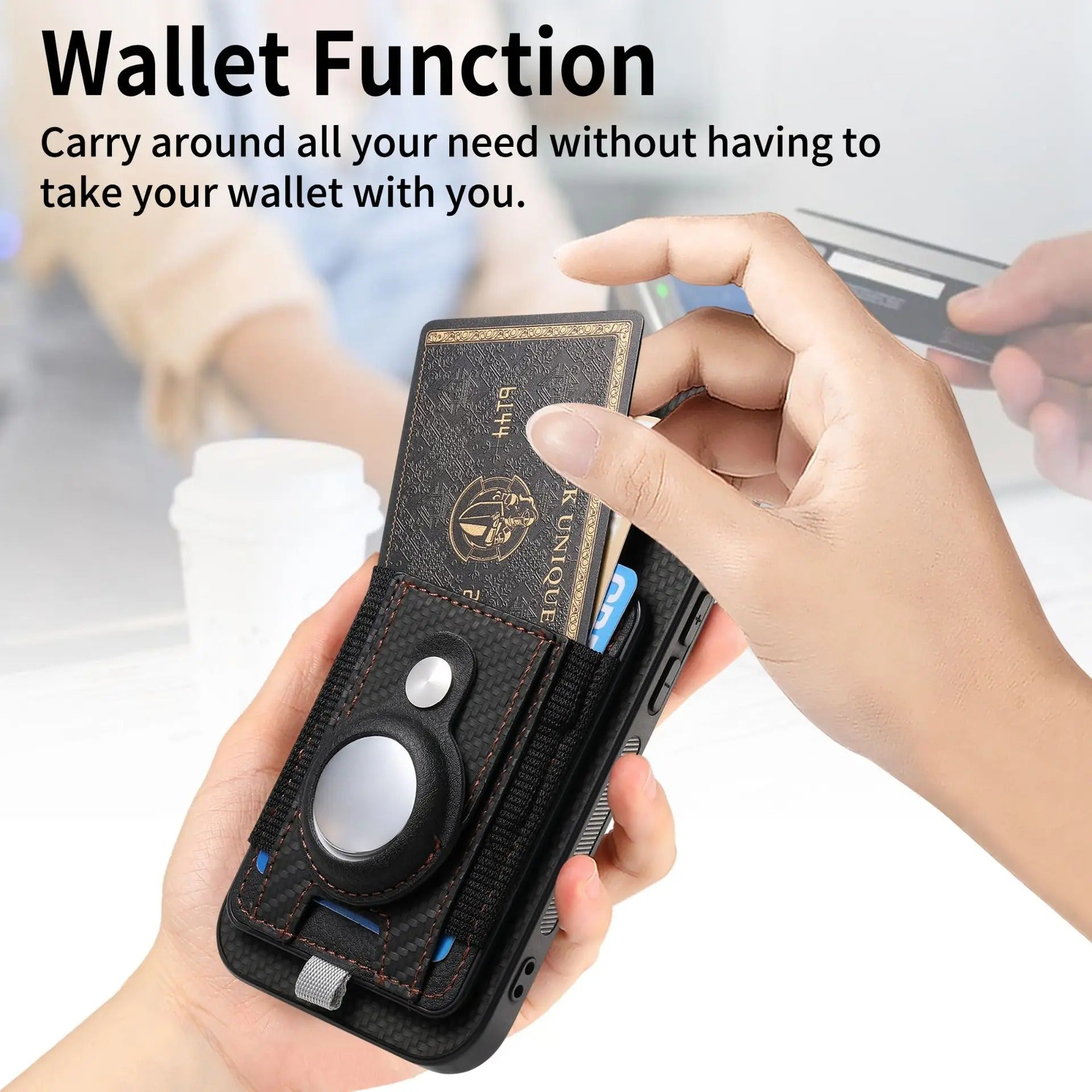 Premium iPhone Case — MagSafe Magnetic Wallet Cover with AirTag Card Holder, Shock-Resistant Anti-Scratch Non-Slip PC+TPU Design