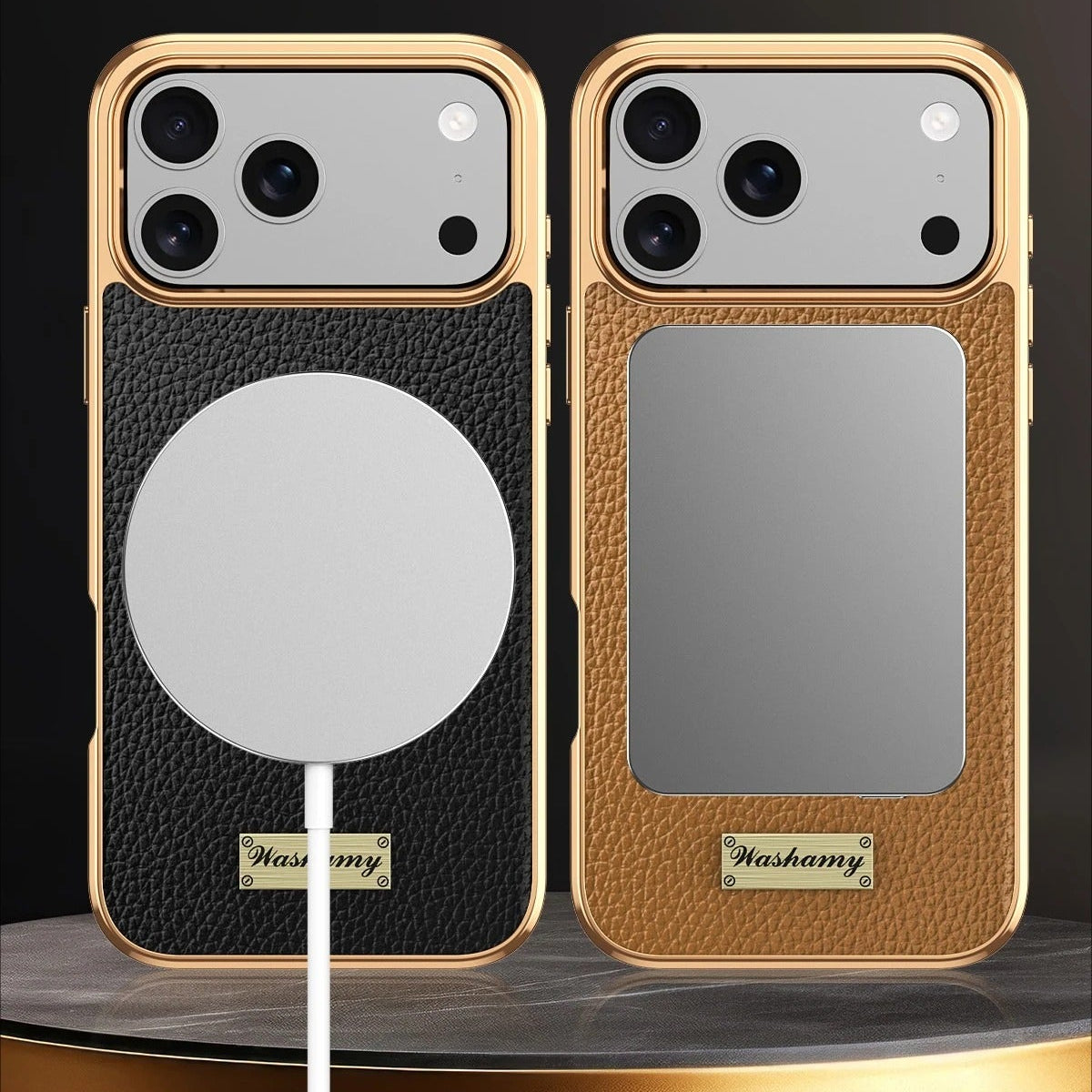 Premium iPhone Case — Magnetic Leather Cowhide Lychee Texture Slim Protective Cover with Anti-Fingerprint Grip