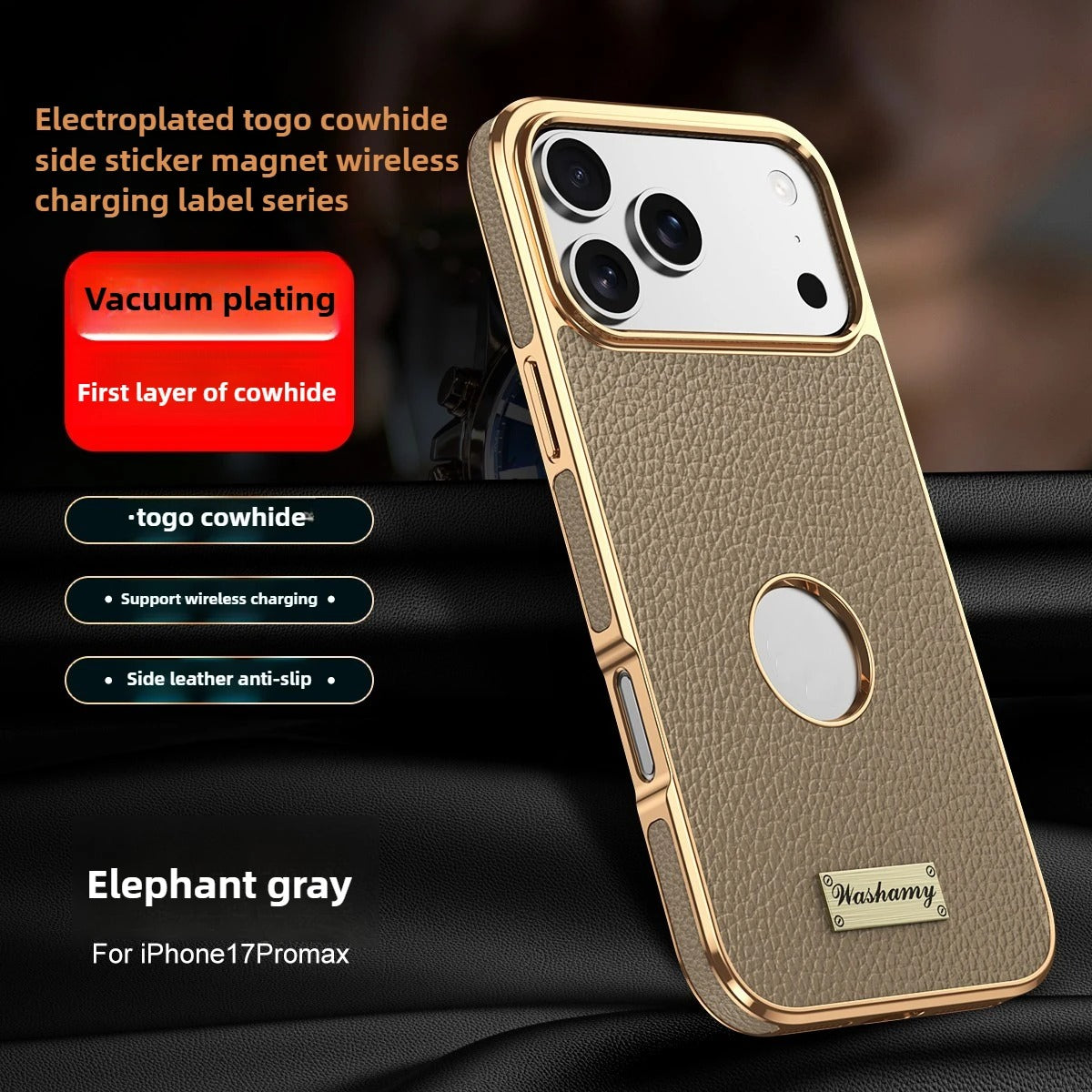 Premium iPhone Case — Magnetic Leather Cowhide Lychee Texture Slim Protective Cover with Anti-Fingerprint Grip