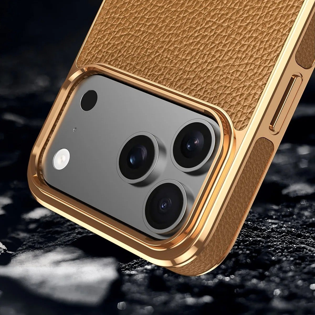 Premium iPhone Case — Magnetic Leather Cowhide Lychee Texture Slim Protective Cover with Anti-Fingerprint Grip