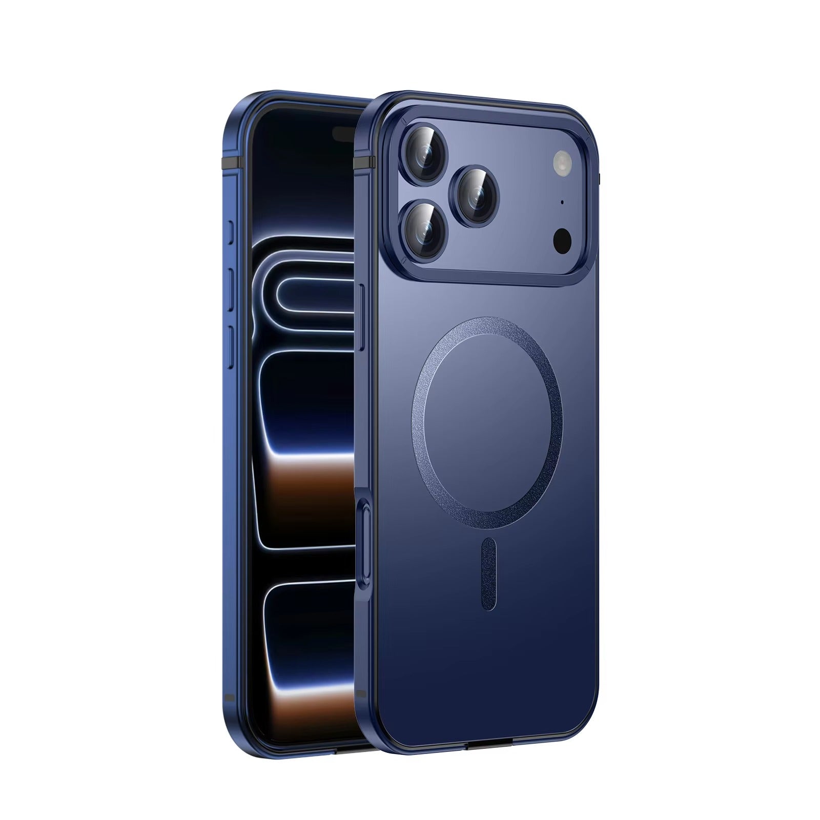 Premium iPhone Case — Orange Aluminum Alloy MagSafe Compatible Hard Shockproof Matte Cover with Magnetic Glass Protection, Anti-Scratch, Lightweight Design