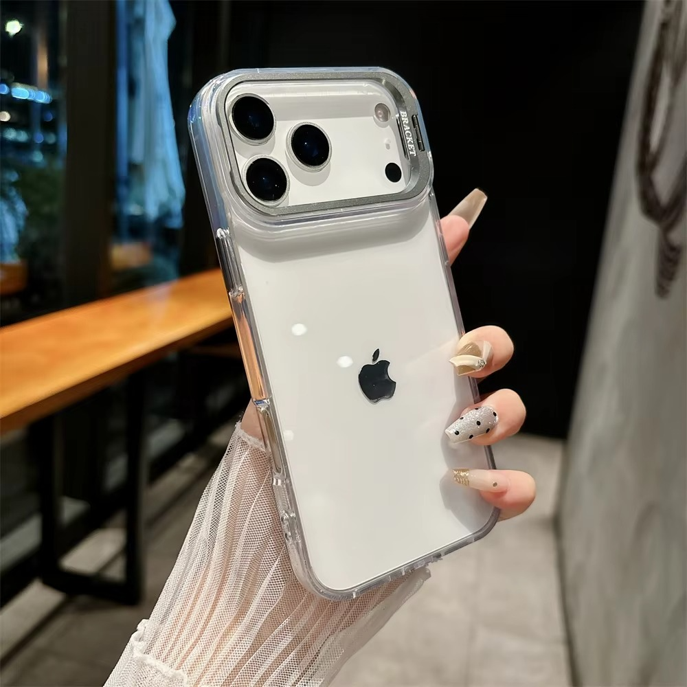 Premium iPhone Case — MagSafe Shockproof Crystal Clear Hard PC Bumper with Camera Lens Stand Armor Protection