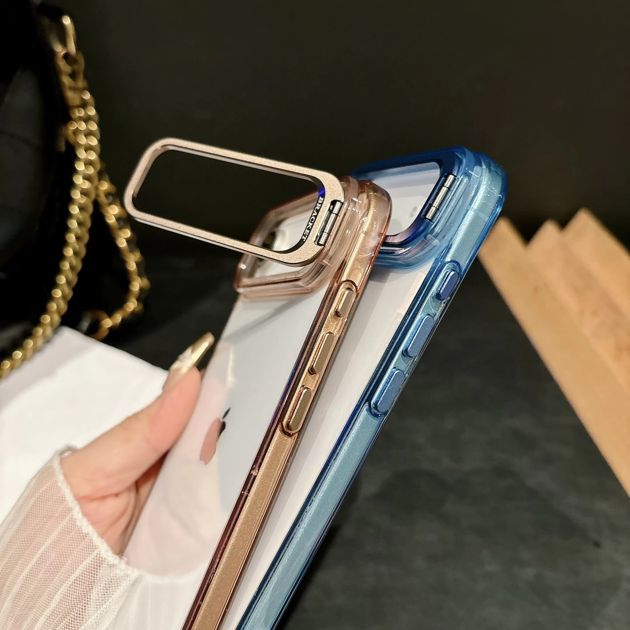 Premium iPhone Case — MagSafe Shockproof Crystal Clear Hard PC Bumper with Camera Lens Stand Armor Protection