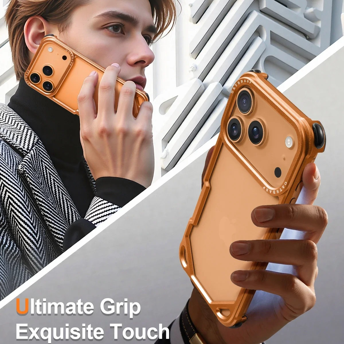 Premium iPhone Case — Slim Aluminum Alloy Frameless Shockproof Protective Cover with Minimalist Wireless-Charging Compatible Design