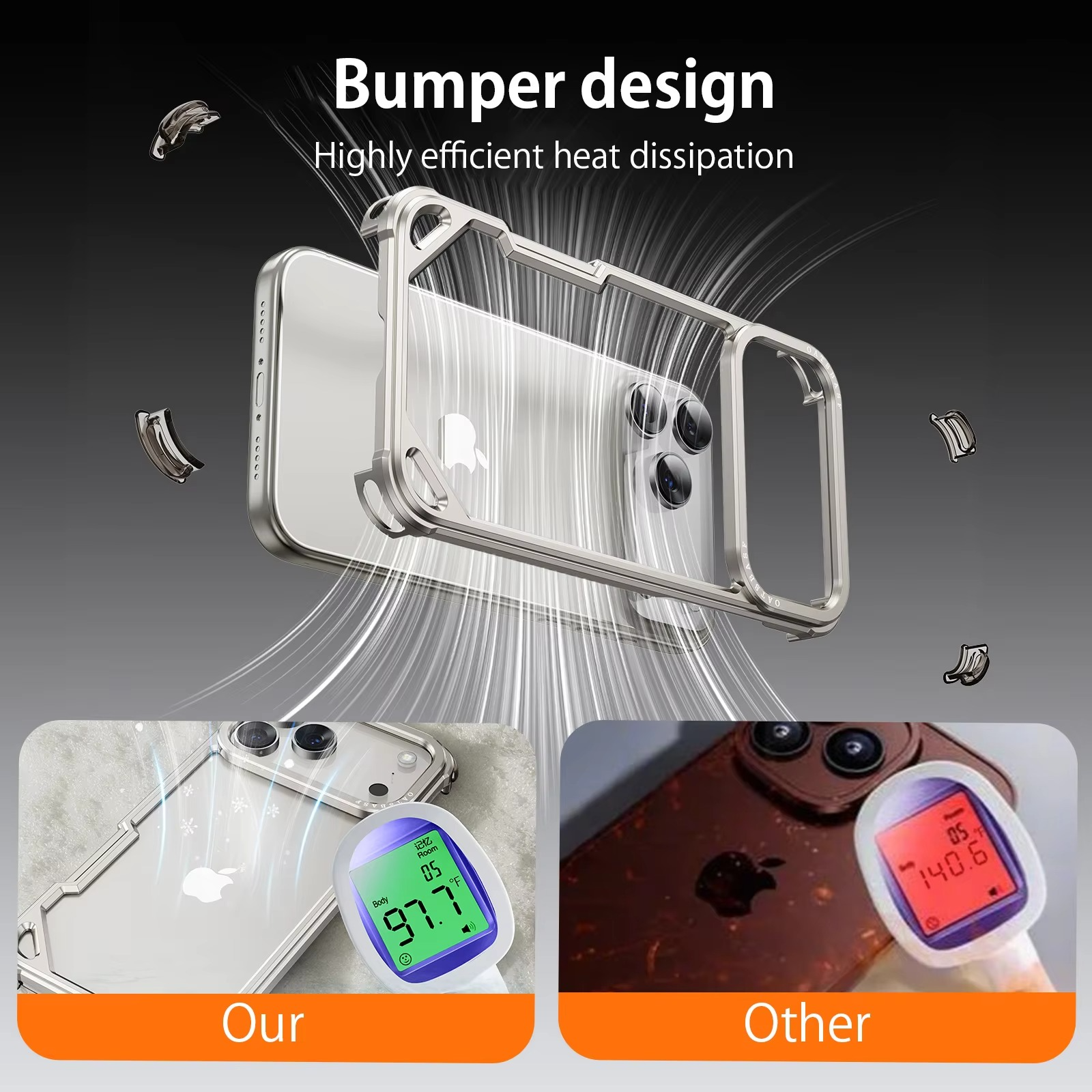 Premium iPhone Case — Slim Aluminum Alloy Frameless Shockproof Protective Cover with Minimalist Wireless-Charging Compatible Design
