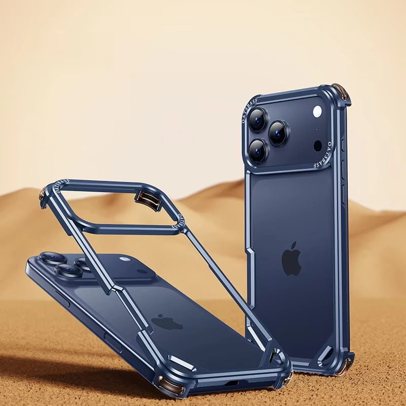 Premium iPhone Case — Slim Aluminum Alloy Frameless Shockproof Protective Cover with Minimalist Wireless-Charging Compatible Design