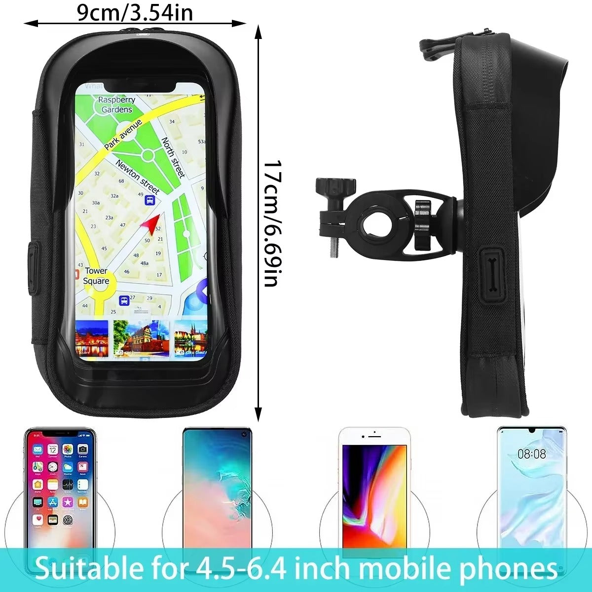 Premium Universal Motorcycle & Bicycle Phone Holder, Waterproof Lazy Bracket with 360° Rotating Mount for GPS Navigation