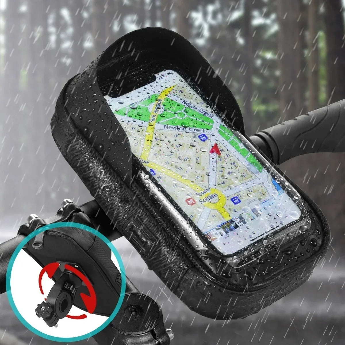 Premium Universal Motorcycle & Bicycle Phone Holder, Waterproof Lazy Bracket with 360° Rotating Mount for GPS Navigation