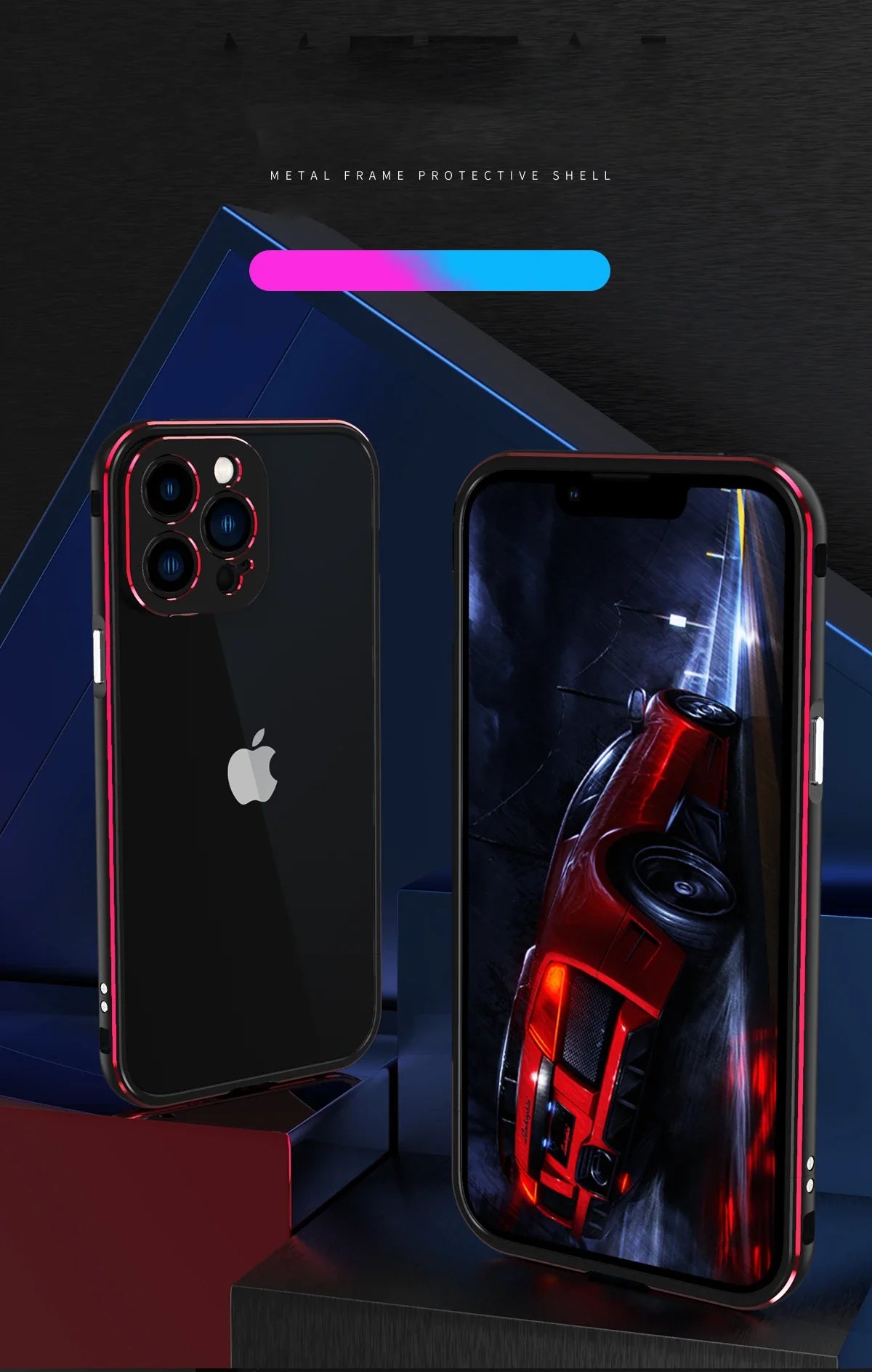 Premium iPhone Case — Slim Aluminum Metal Bumper Frame with Camera Protector, Shockproof Heavy-Duty Anti-Scratch Protective Design