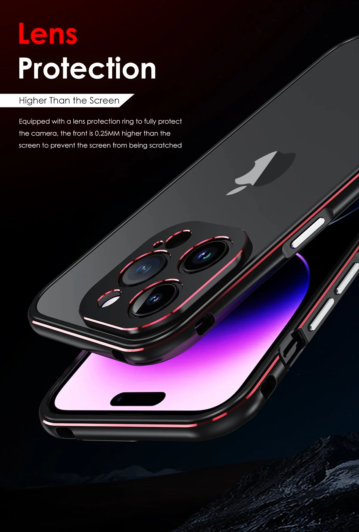 Premium iPhone Case — Slim Aluminum Metal Bumper Frame with Camera Protector, Shockproof Heavy-Duty Anti-Scratch Protective Design
