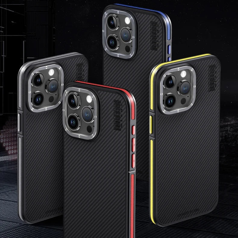 Premium iPhone Case 600D Kevlar Aramid Fiber — MagSafe Magnetic Wireless Charging Compatible Cover, Ultra-Slim Shockproof Anti-Fingerprint Scratch-Resistant Design