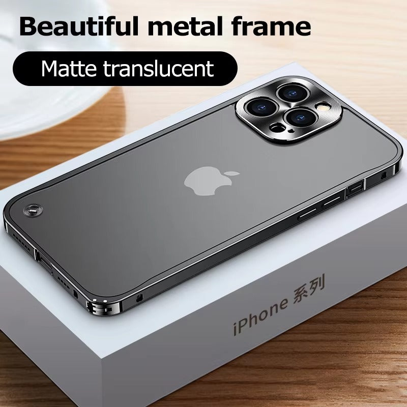 Premium iPhone Case Magnetic Aluminum Alloy Frame — Frosted PC Back Cover, Slim Shockproof Protective Shell, Lightweight Scratch-Resistant Metal Design