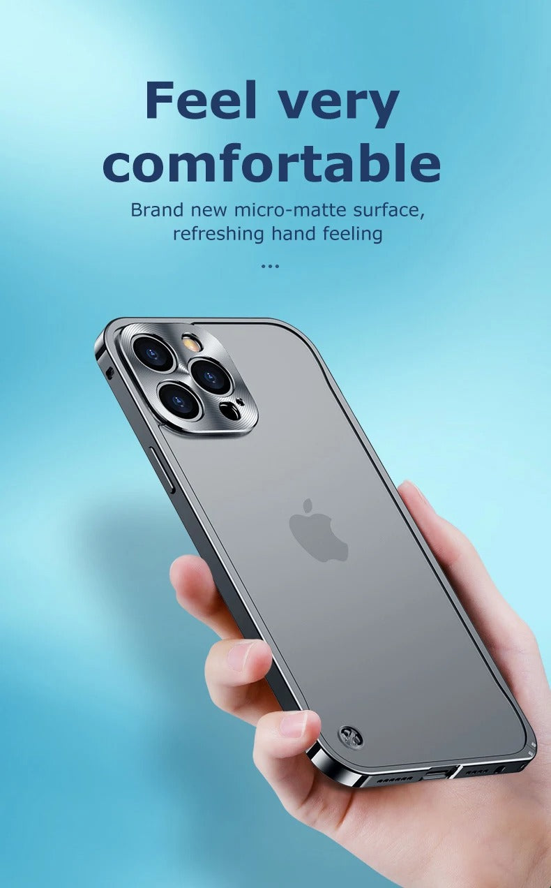 Premium iPhone Case Magnetic Aluminum Alloy Frame — Frosted PC Back Cover, Slim Shockproof Protective Shell, Lightweight Scratch-Resistant Metal Design