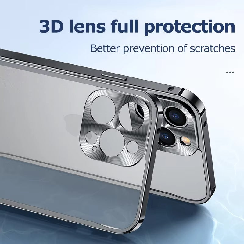 Premium iPhone Case Magnetic Aluminum Alloy Frame — Frosted PC Back Cover, Slim Shockproof Protective Shell, Lightweight Scratch-Resistant Metal Design