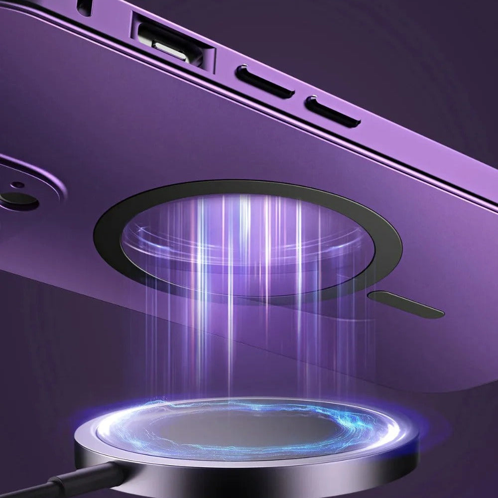 Premium iPhone Case Magnetic Aluminum Metal Frame — PC Backboard Hard Cover, MagSafe Wireless Charging Compatible, Shockproof Matte Anti-Fingerprint Design