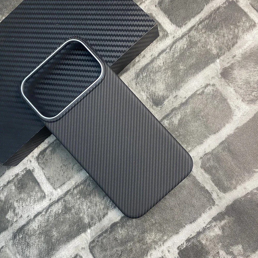 Premium iPhone Case — 100% Kevlar Aramid Carbon Fiber MagSafe Cover with Ultra-Thin Full-Coverage Protection, Matte Anti-Scratch Finish & Raised Screen/Lens Guards