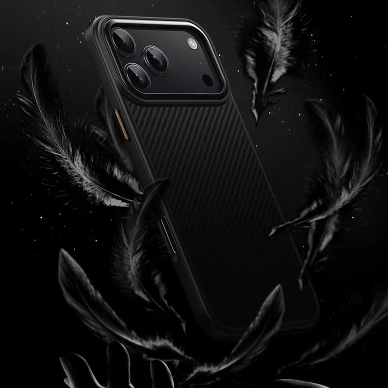 Premium iPhone Case — 600D Kevlar Magnetic Cover with Carbon Fiber TPU+PC Build, Anti-Fingerprint Shockproof Design & MagSafe Compatibility