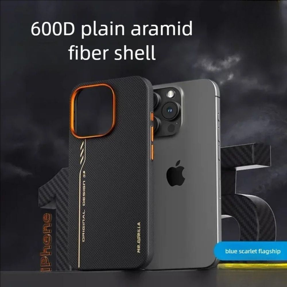 Premium iPhone Case — 600D Kevlar Series Blueo Aramid Fiber Cover with Magnetic Half-Wrapped Design, Shockproof Anti-Fingerprint Anti-Scratch Protection for iPhone 16 Pro and Pro Max