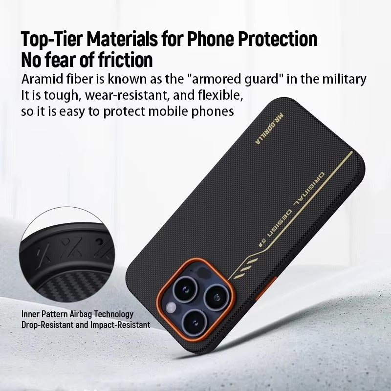 Premium iPhone Case — 600D Kevlar Series Blueo Aramid Fiber Cover with Magnetic Half-Wrapped Design, Shockproof Anti-Fingerprint Anti-Scratch Protection for iPhone 16 Pro and Pro Max