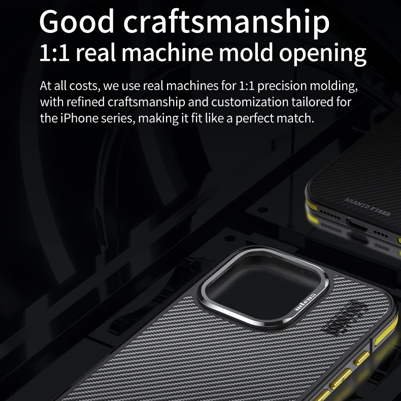 Premium iPhone Case — 600D Kevlar Series Magnetic Cover with Metal Camera Ring, Shockproof Half-Wrapped PC+TPU Design & MagSafe Compatibility
