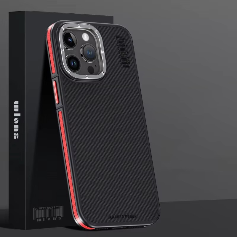 Premium iPhone Case — 600D Kevlar Series Magnetic Cover with Metal Camera Ring, Shockproof Half-Wrapped PC+TPU Design & MagSafe Compatibility