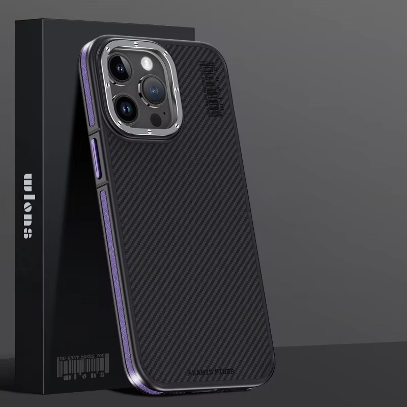 Premium iPhone Case — 600D Kevlar Series Magnetic Cover with Metal Camera Ring, Shockproof Half-Wrapped PC+TPU Design & MagSafe Compatibility