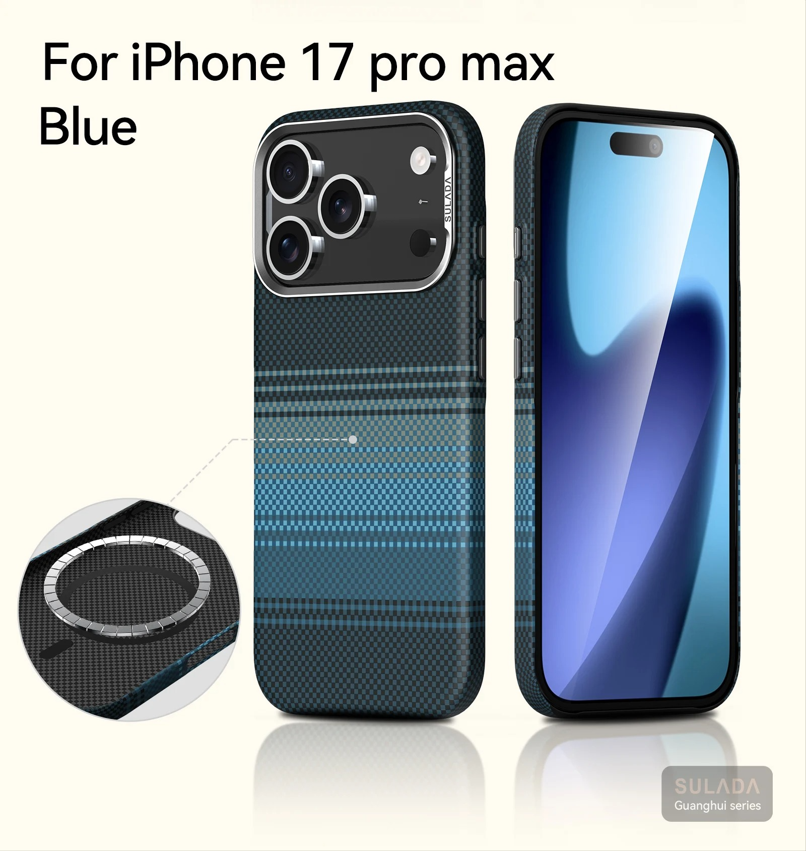 Premium iPhone Case — Carbon Fiber Pattern MagSafe Cover with Kevlar-Style Shockproof PC Hard Protection & Magnetic Alignment Design