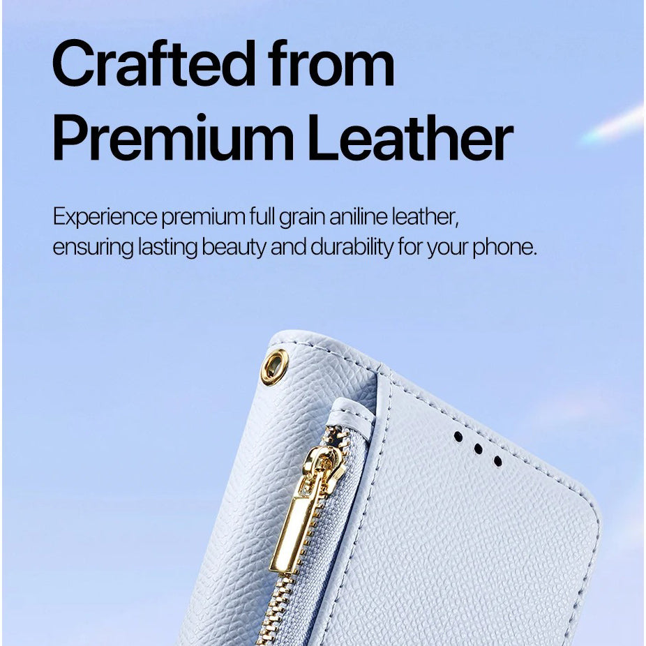 Premium iPhone Case — Cow Leather Detachable Magnetic Wallet Cover with Card Slots, Shockproof Drop Protection, Wireless-Charging Support & Lanyard Option