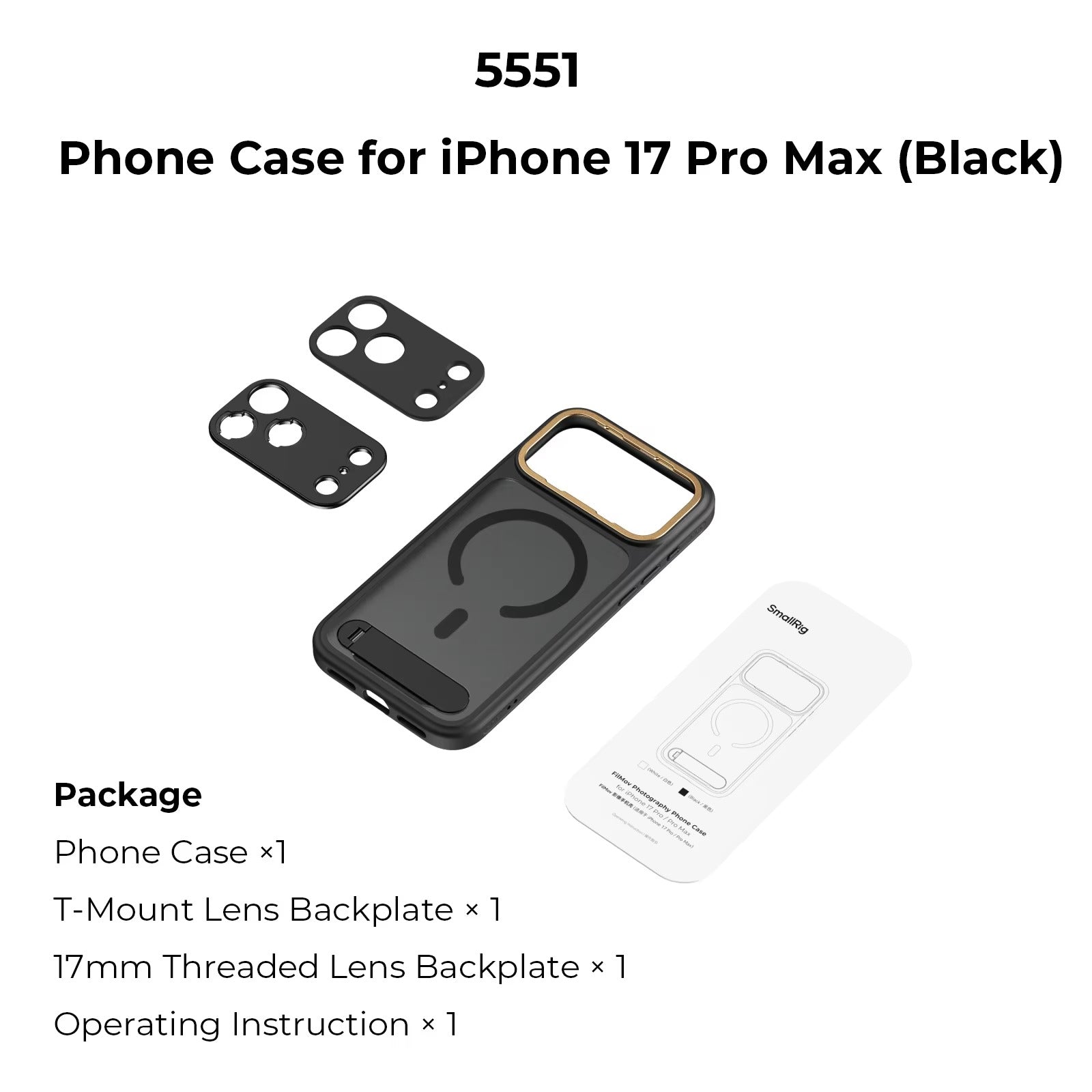 Premium iPhone Case — Lightweight Photography Cover with 67mm Magnetic Filter Support, T-Mount & 17mm Lens Backplates, MagSafe Compatibility, Kickstand & MIL-Grade Protection