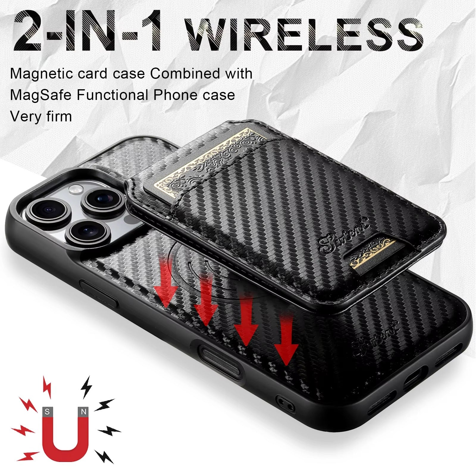 Premium iPhone Case — Magnetic PU Leather Wallet with Card Slot, Wireless Charging Compatible, Anti-Fingerprint Storage Compartment, Plain Design