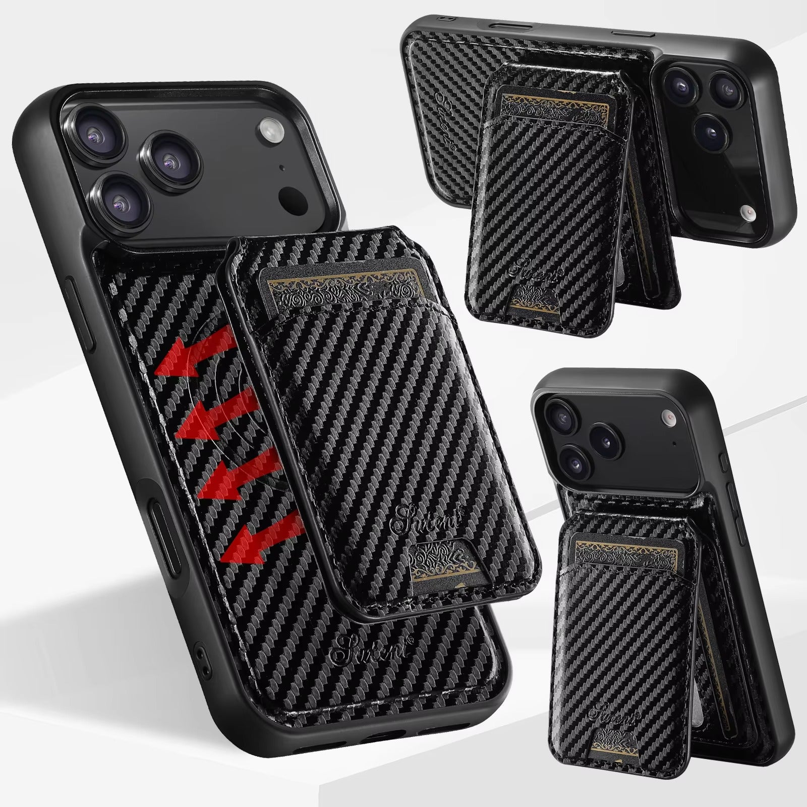 Premium iPhone Case — Magnetic PU Leather Wallet with Card Slot, Wireless Charging Compatible, Anti-Fingerprint Storage Compartment, Plain Design