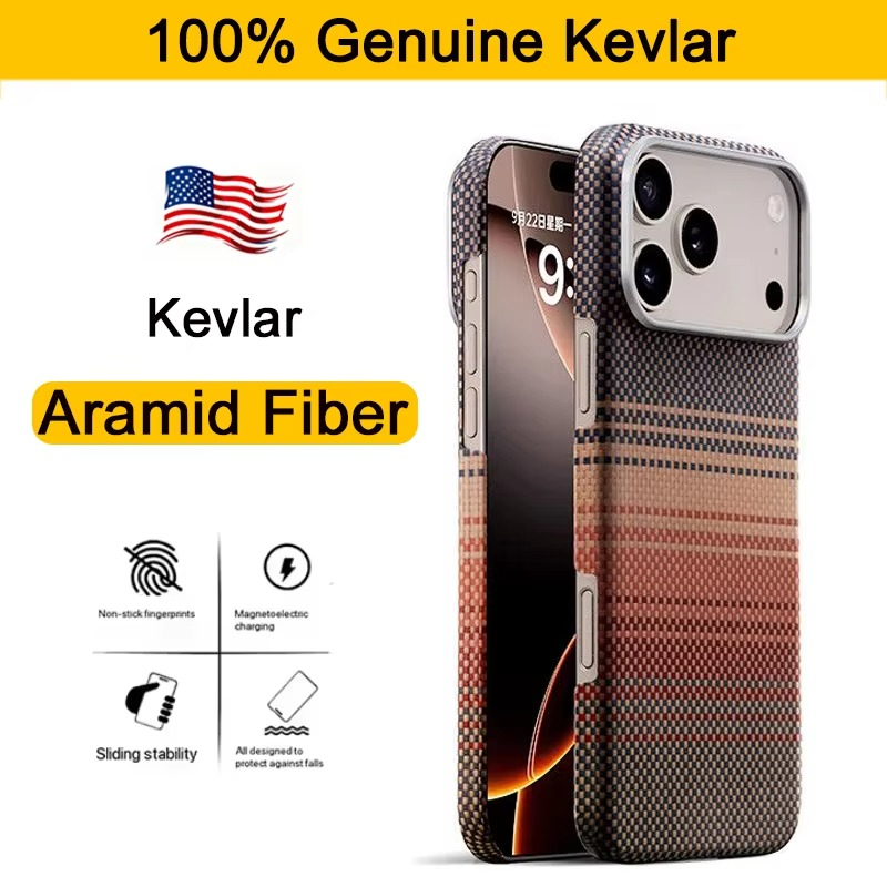 Premium iPhone Case — Real Carbon Fiber Aramid Magnetic Cover with MagSafe Support, Tough Lightweight Protective Design