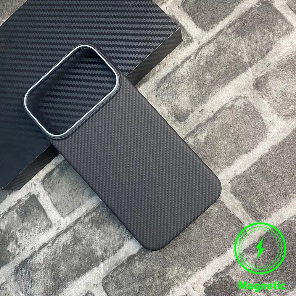 Premium iPhone Case — Real Carbon Fiber Aramid Magnetic Cover with MagSafe Support, Tough Lightweight Protective Design