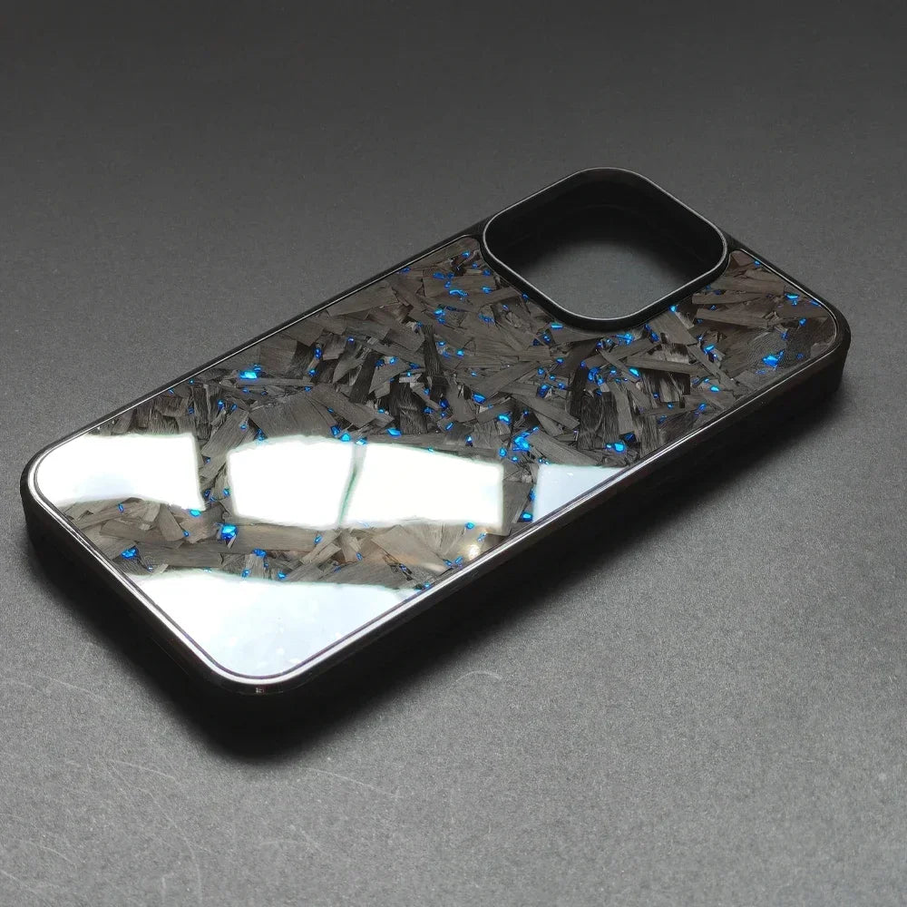 Premium iPhone Case — Real Glossy Forged Carbon Fiber Full-Coverage Magnetic Cover with MagSafe Support & Textured TPU Hybrid Design