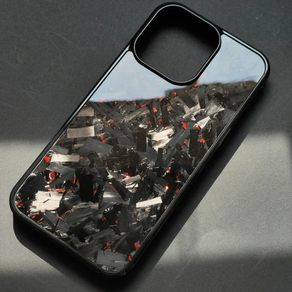 Premium iPhone Case — Real Glossy Forged Carbon Fiber Full-Coverage Magnetic Cover with MagSafe Support & Textured TPU Hybrid Design