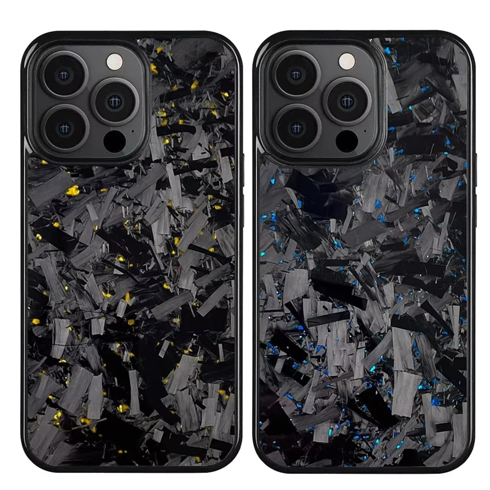 Premium iPhone Case — Real Glossy Forged Carbon Fiber Full-Coverage Magnetic Cover with MagSafe Support & Textured TPU Hybrid Design