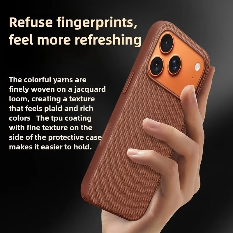 Premium iPhone Case — Woven MagSafe Strong Magnetic Cover with Wireless Charging, Anti-Fingerprint Non-Slip Waterproof Fabric Design