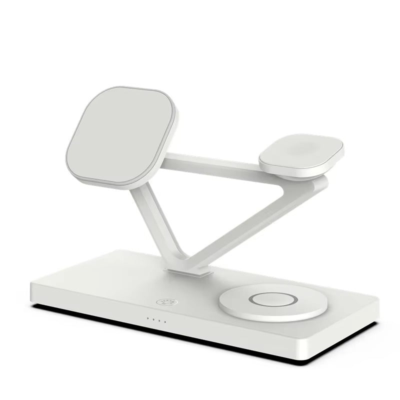 Premium iPhone MagSafe 3-in-1 Magnetic Wireless Charger Stand, Fast Charging Station for Phone, Watch & Earbuds with Type-C Power Input