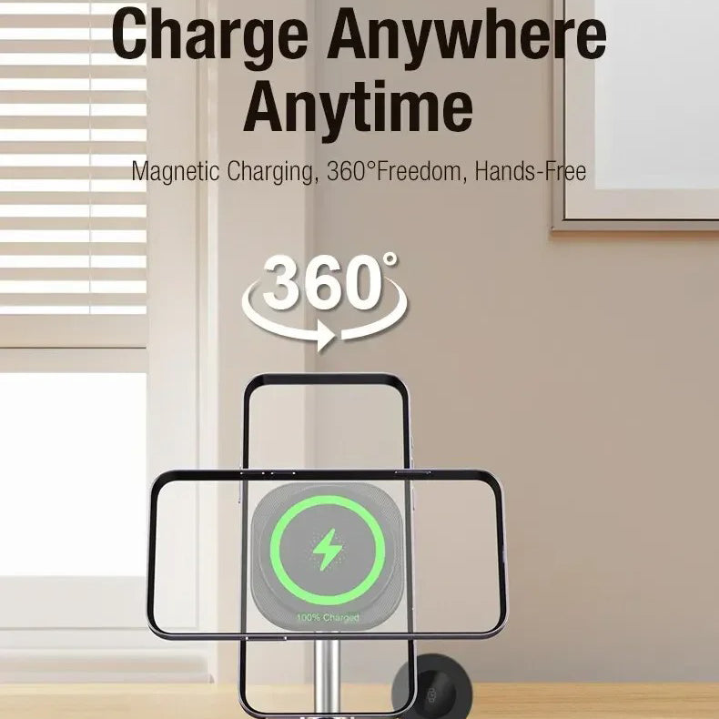 Premium iPhone MagSafe 3-in-1 Magnetic Wireless Charger Stand, Fast Charging Station for Phone, Watch & Earbuds with Type-C Power Input
